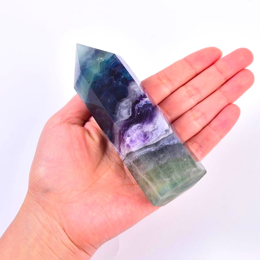 🆕New Healing Fluorite Crystal Gemstone Tower Approximately 0.6.-1lbs & 5 inches - Picture 2 of 4